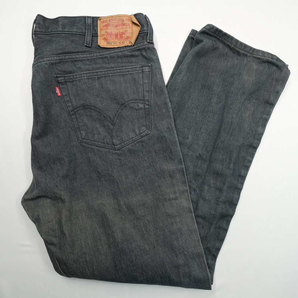 Levi's 501xx Men's Original Button Fly Jeans Straight Black 42x34 (39.5X32)